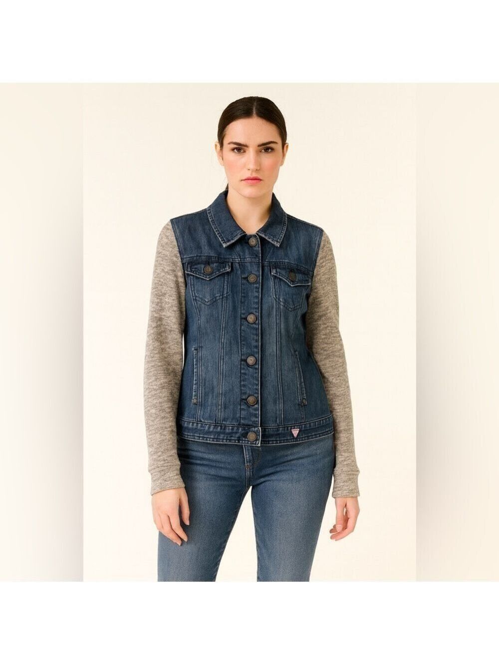 GUESS Denim and Knit Sleeve Jacket XL